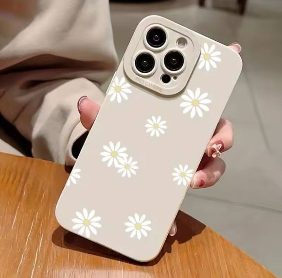 iPhone 14 (6.1) Case TPU flores margarita color crema