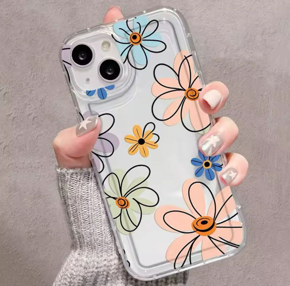 iPhone 15 (6.1) Case Flower pattern clear