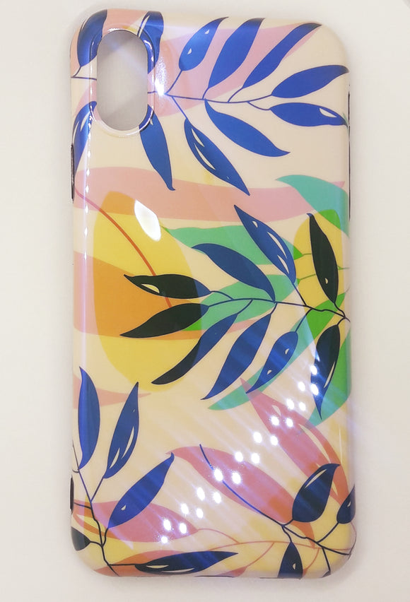 iPhone XS Max TPU Gradient Case Leaf Painted White