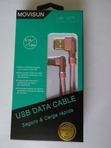 Cable Movisun USB a tipo C BB-120TC 3.1 Amp reforzado microfibra